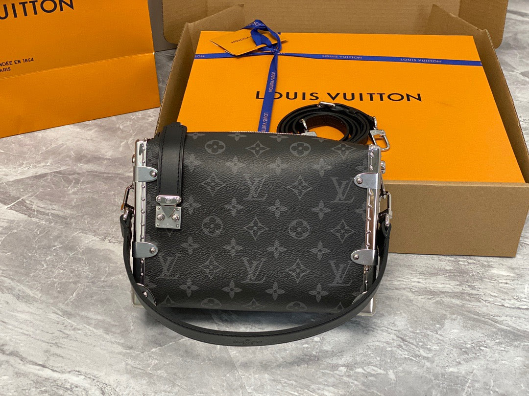 Louis Vuitton Side Trunk Black Floral Leather