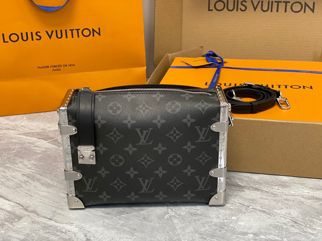 Louis Vuitton Side Trunk Black Floral Leather