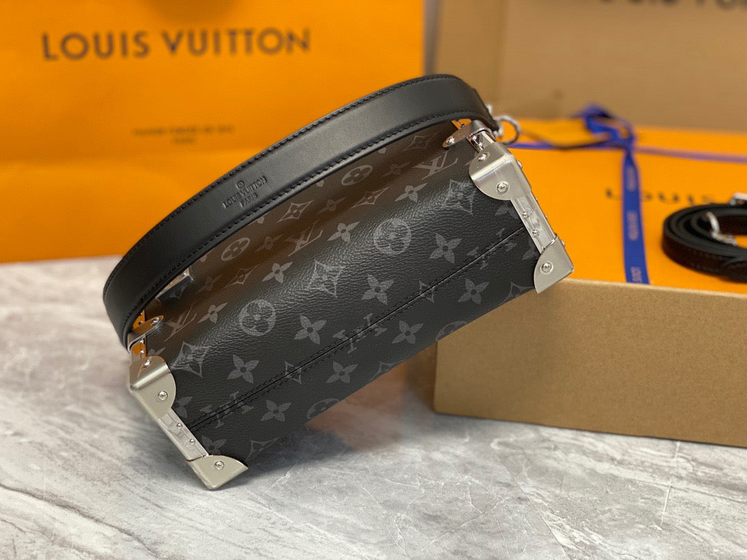 Louis Vuitton Side Trunk Black Floral Leather