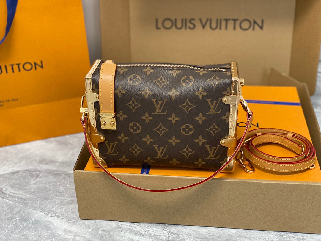 Louis Vuitton Side Trunk Brown Floral Leather