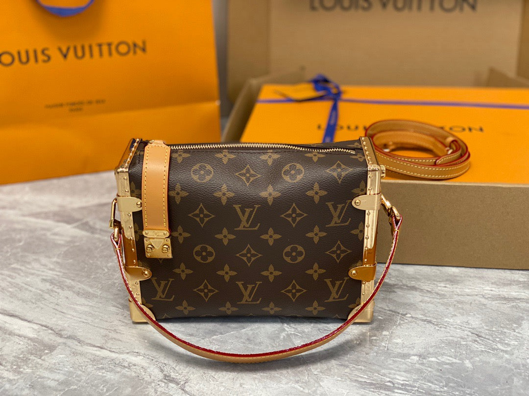 Louis Vuitton Side Trunk Brown Floral Leather