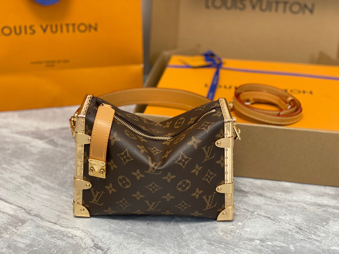 Louis Vuitton Side Trunk Brown Floral Leather