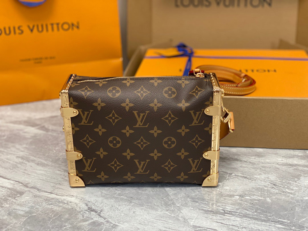 Louis Vuitton Side Trunk Brown Floral Leather