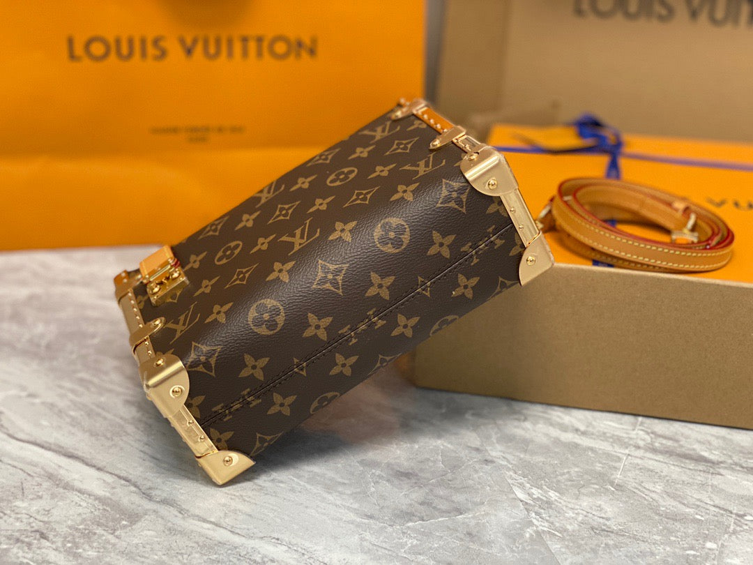 Louis Vuitton Side Trunk Brown Floral Leather