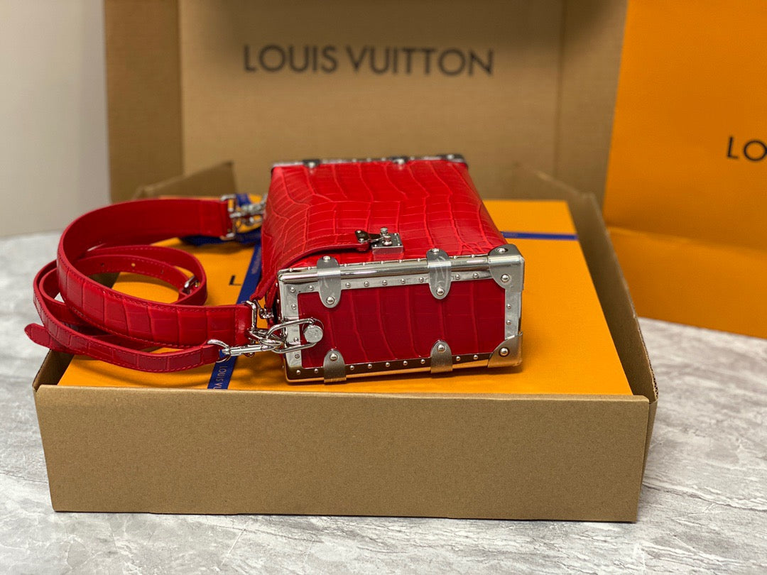 Louis Vuitton Side Trunk Red Leather