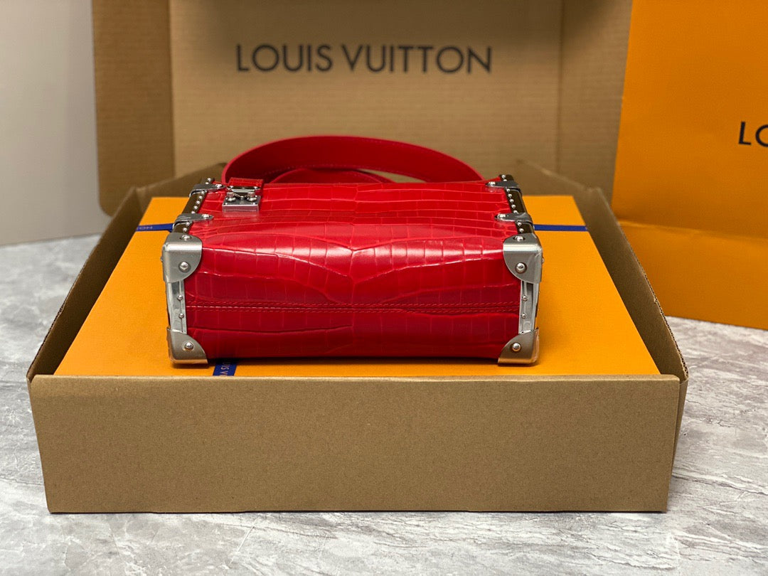 Louis Vuitton Side Trunk Red Leather