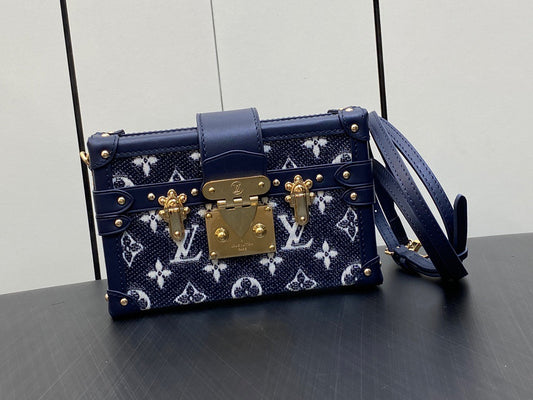 Louis Vuitton Petite Malle Denim Jacquard Chain Box Bag