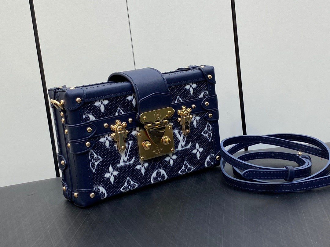 Louis Vuitton Petite Malle Denim Jacquard Chain Box Bag