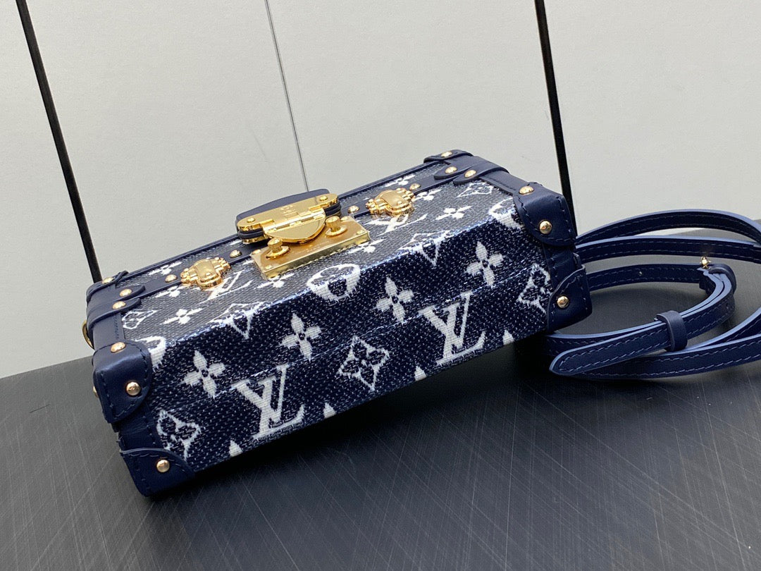 Louis Vuitton Petite Malle Denim Jacquard Chain Box Bag