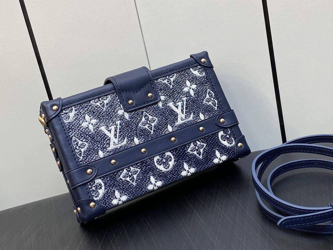 Louis Vuitton Petite Malle Denim Jacquard Chain Box Bag