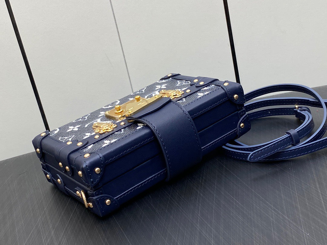 Louis Vuitton Petite Malle Denim Jacquard Chain Box Bag