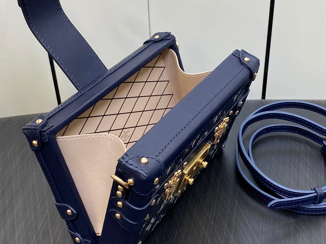 Louis Vuitton Petite Malle Denim Jacquard Chain Box Bag