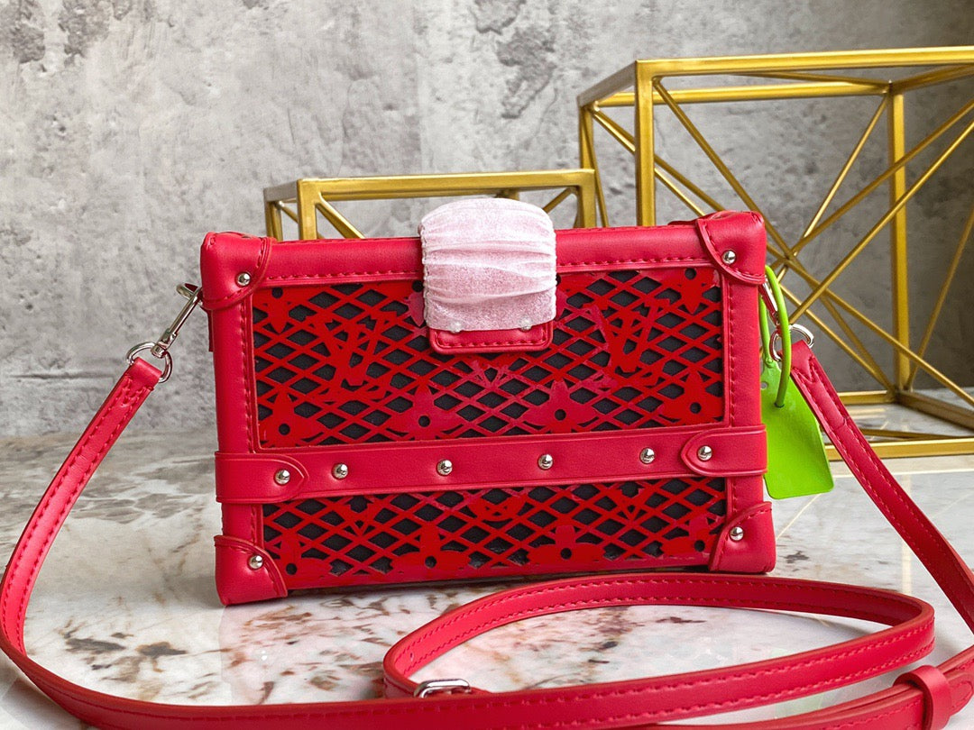 Louis Vuitton Petite Malle In Red Patent Leather