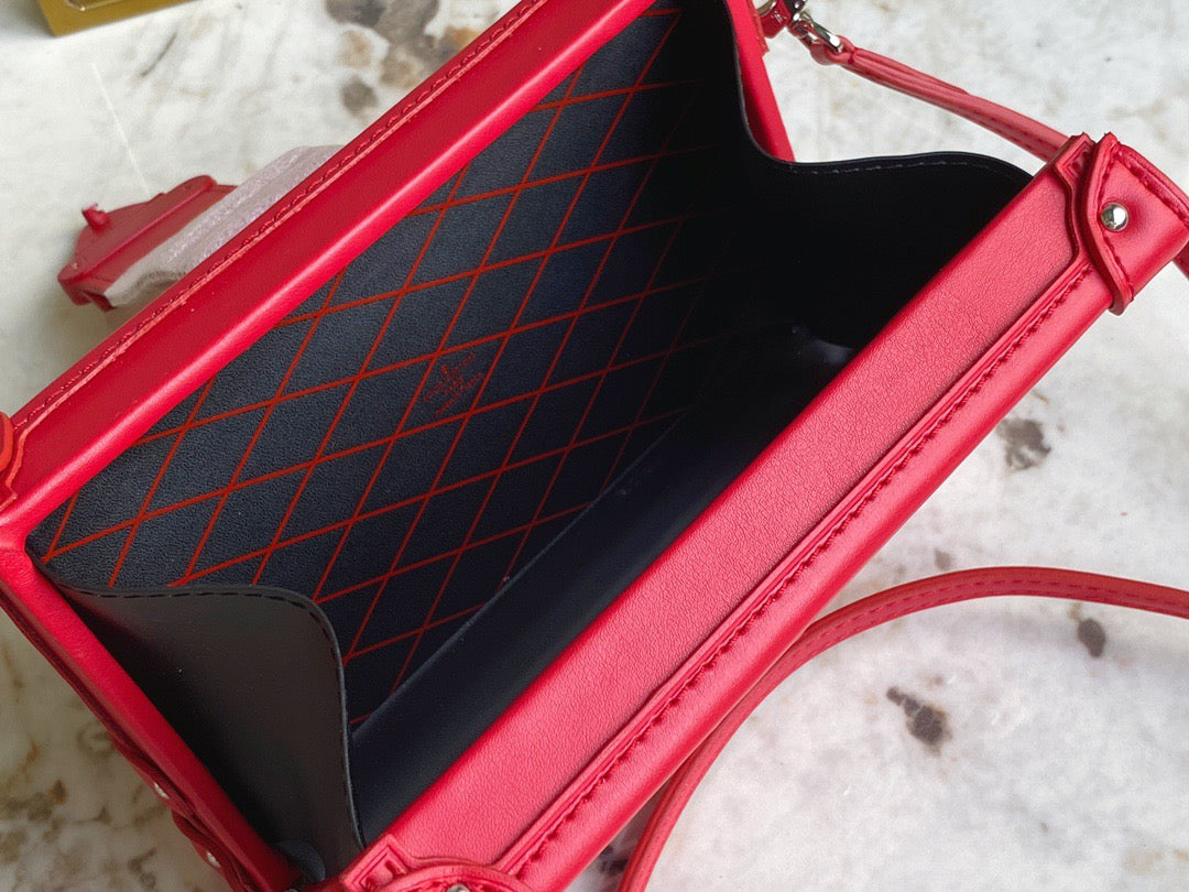 Louis Vuitton Petite Malle In Red Patent Leather