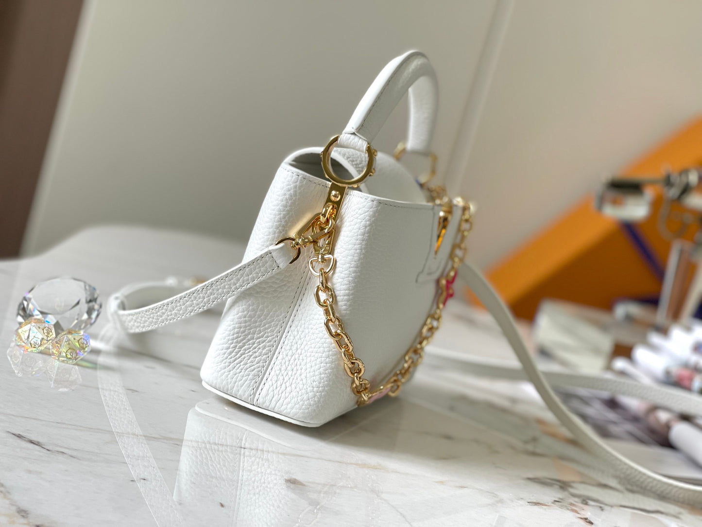 Louis Vuitton Capucines Mini Bag In White