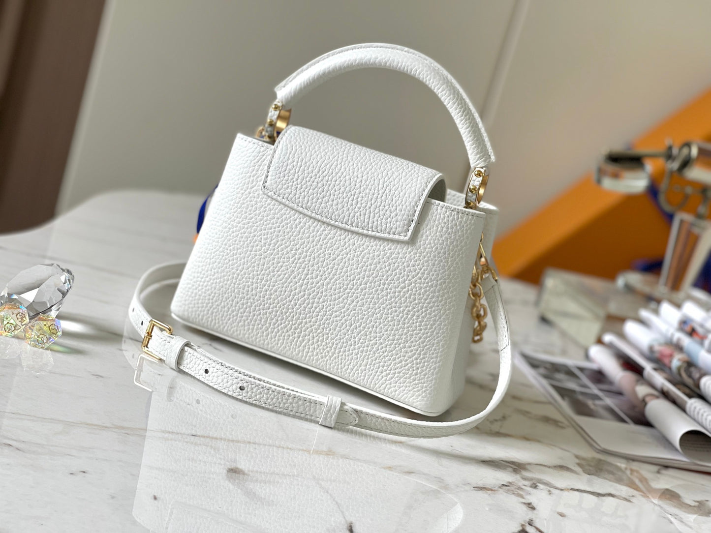 Louis Vuitton Capucines Mini Bag In White