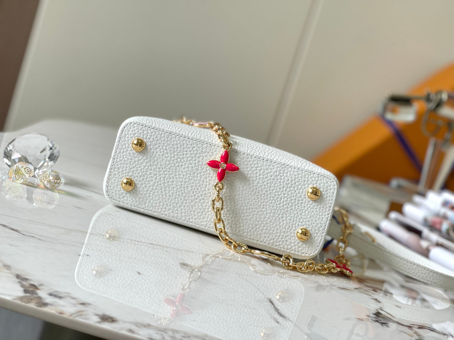 Louis Vuitton Capucines Mini Bag In White