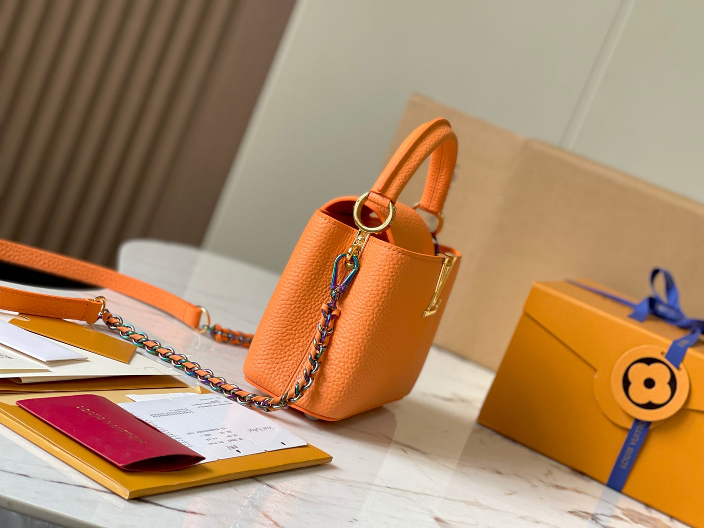 Louis Vuitton Capucines Mini  Bag In Orange