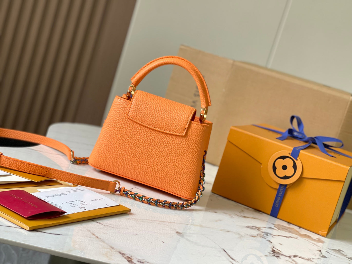 Louis Vuitton Capucines Mini  Bag In Orange