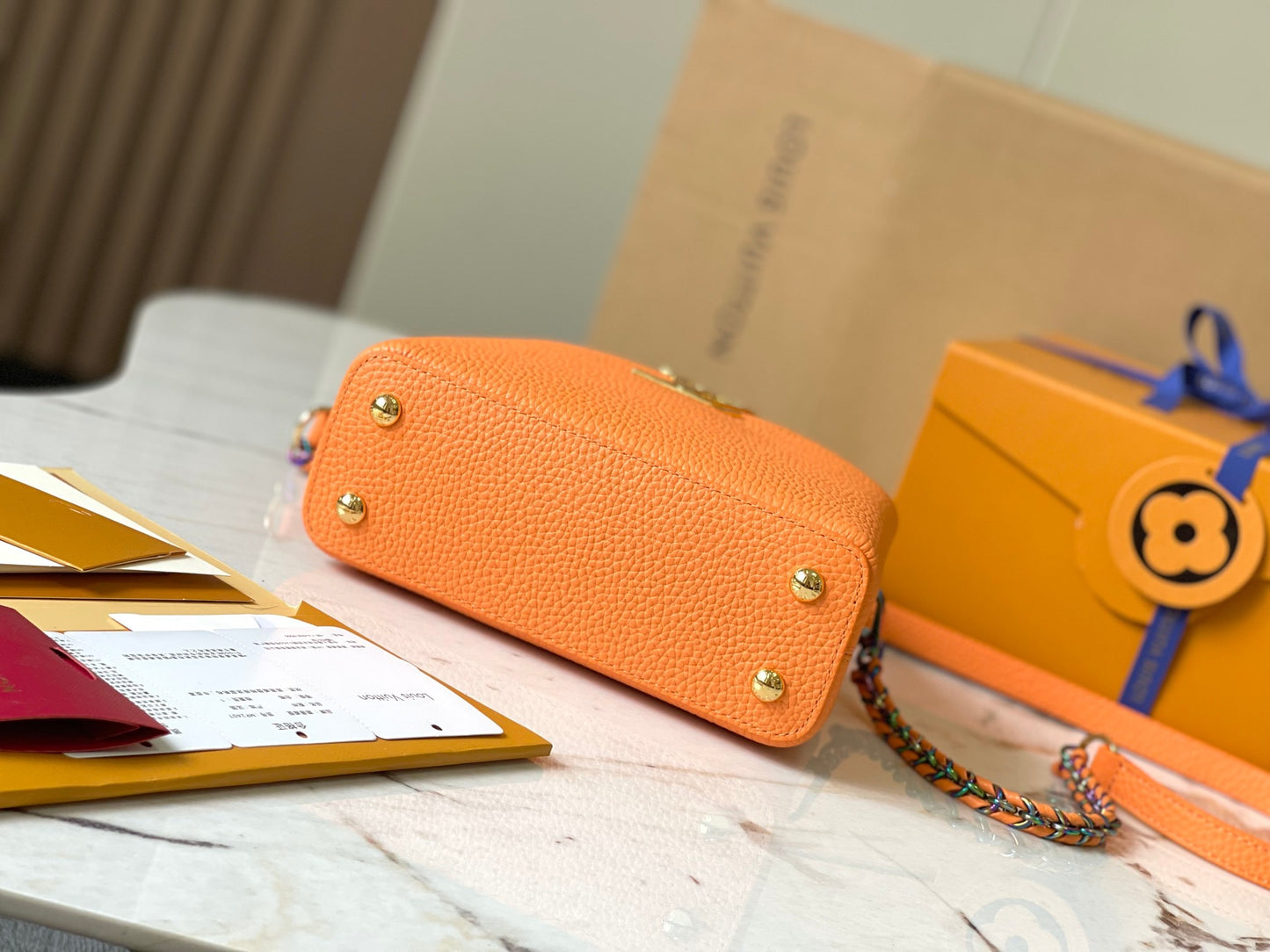 Louis Vuitton Capucines Mini  Bag In Orange