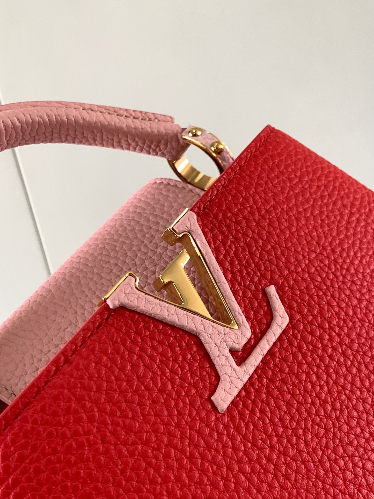 Louis Vuitton Capucines Mini  Bag In Red With Pink Lining