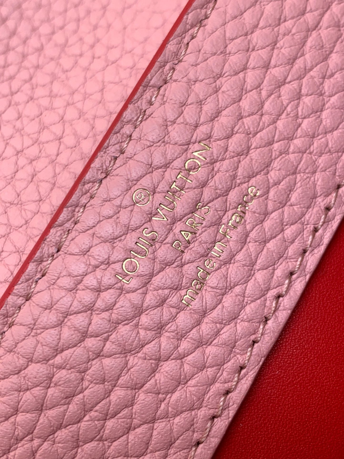 Louis Vuitton Capucines Mini  Bag In Red With Pink Lining