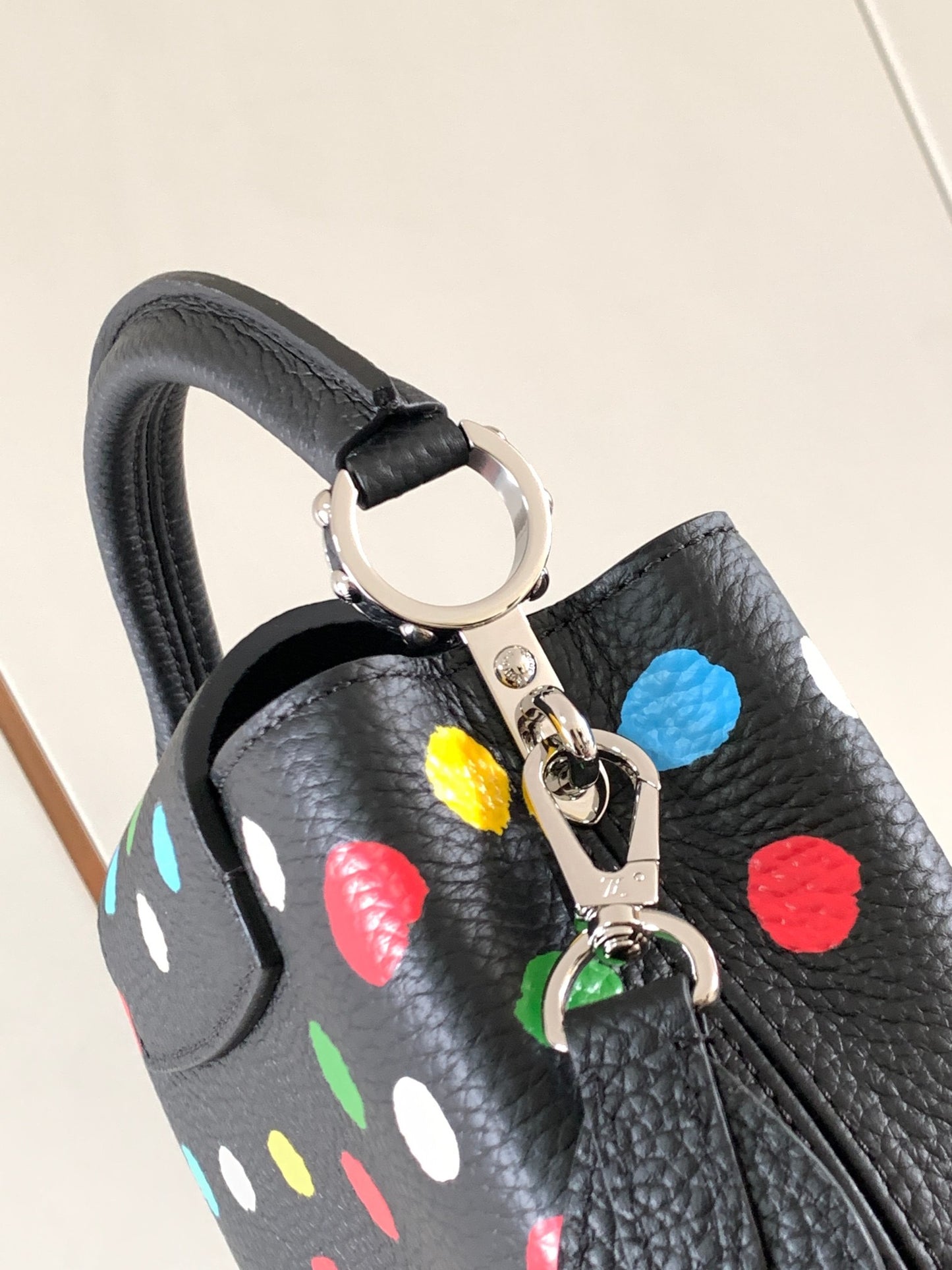 Louis Vuitton Capucines Mini  Bag In Black With Colorful Polka Dots