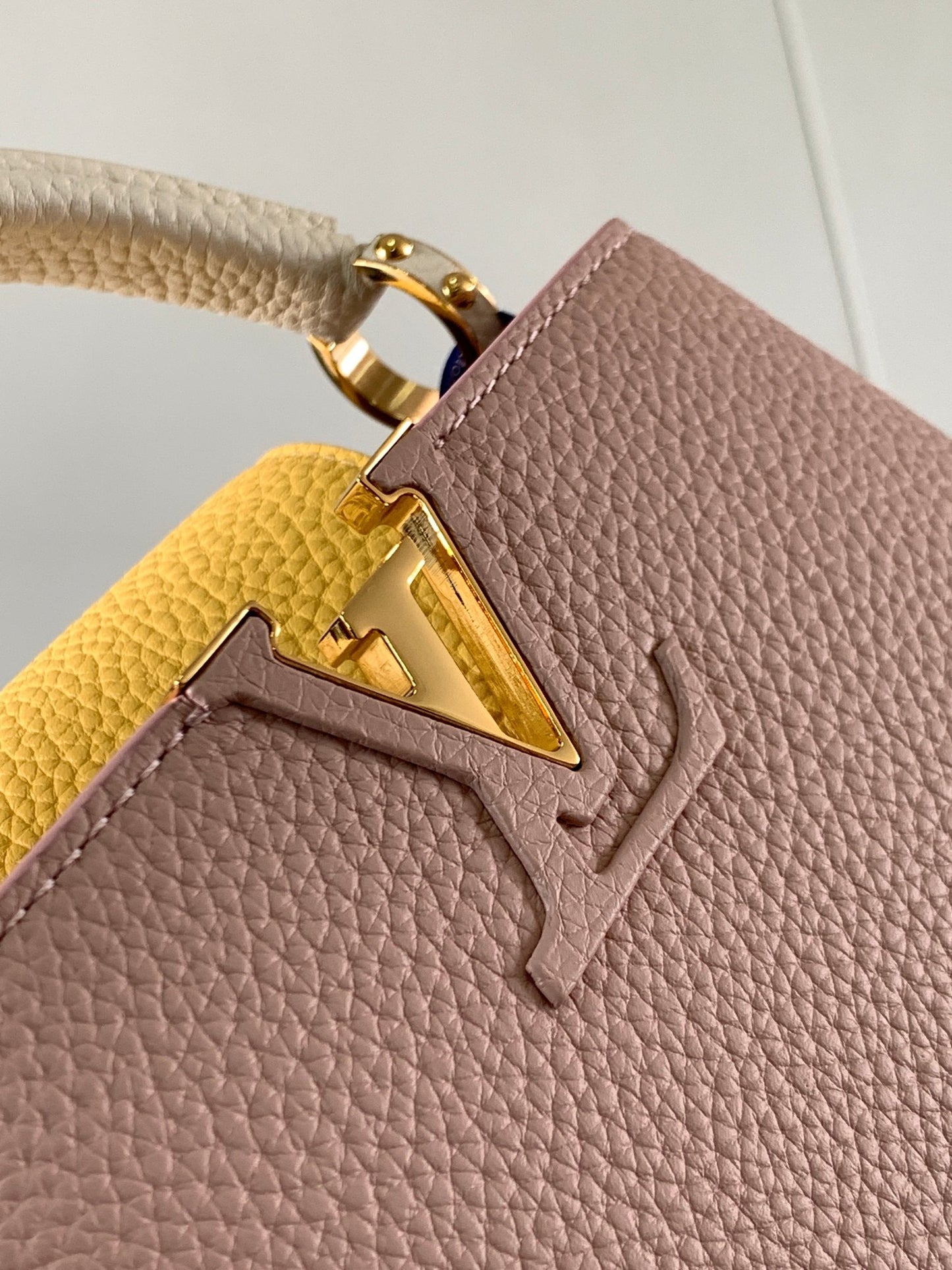 Louis Vuitton Capucines Mini  Bag In Pink With Yellow Lining