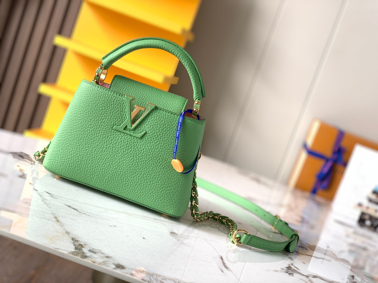 Louis Vuitton Capucines Mini Bag In Fluorescent Green