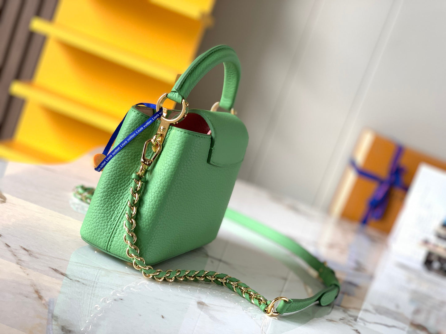 Louis Vuitton Capucines Mini Bag In Fluorescent Green