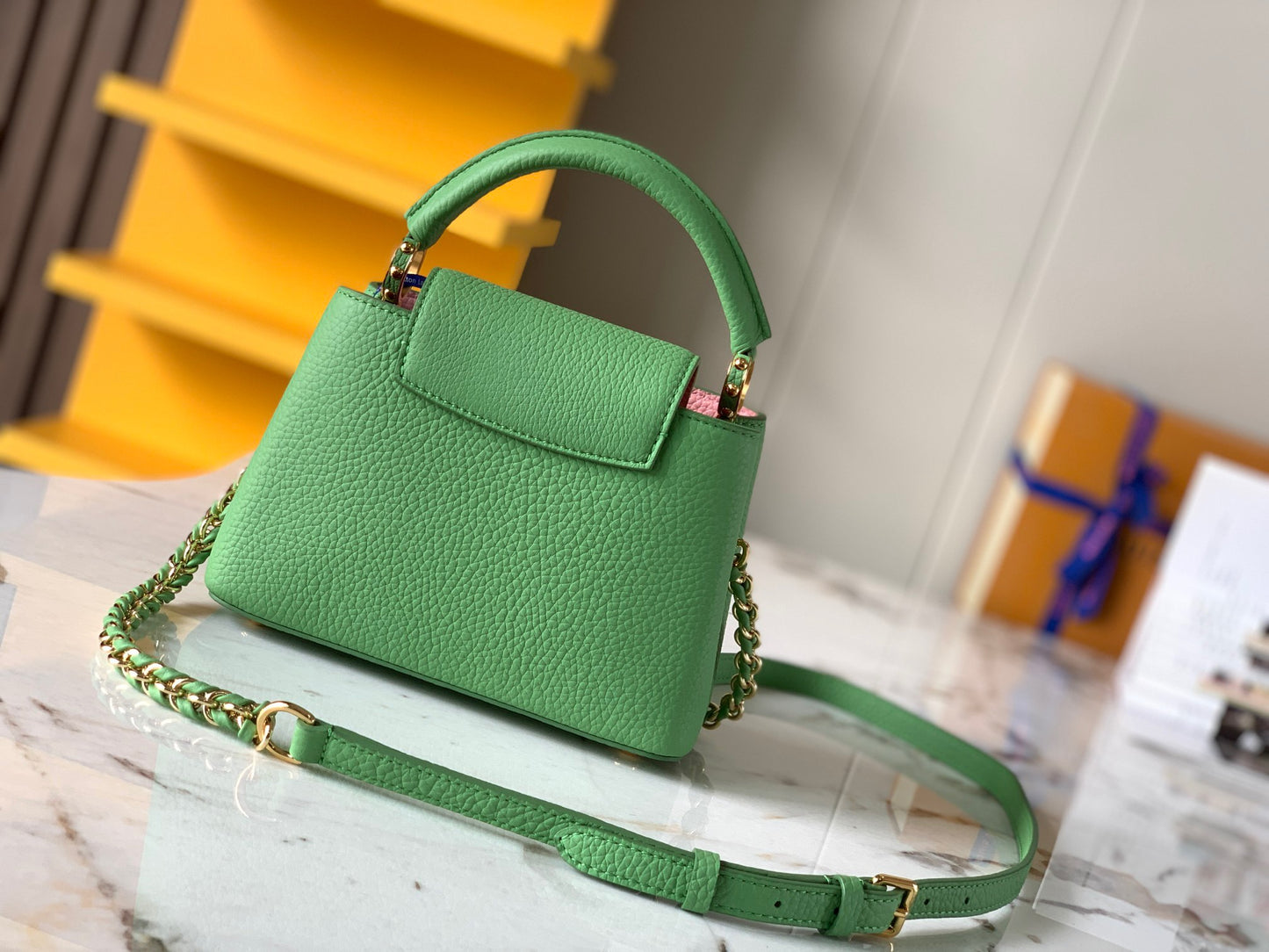 Louis Vuitton Capucines Mini Bag In Fluorescent Green