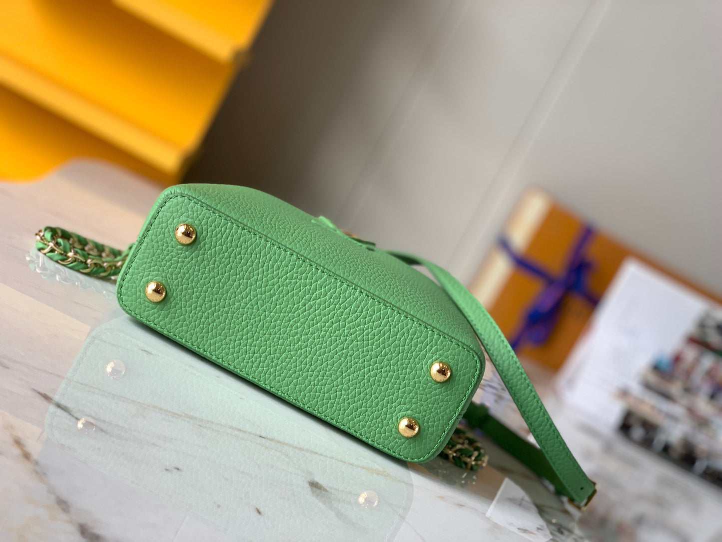 Louis Vuitton Capucines Mini Bag In Fluorescent Green