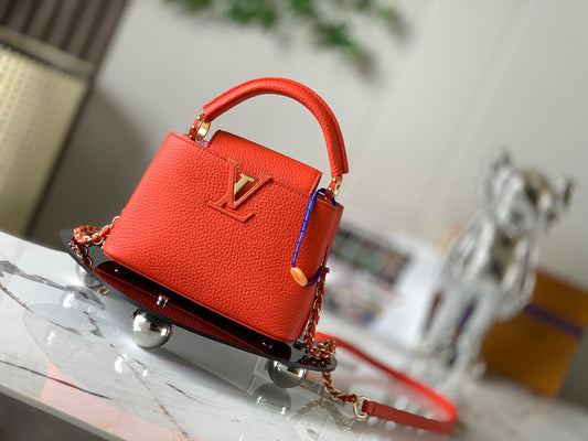 Louis Vuitton Capucines Mini  Bag In Orange Red