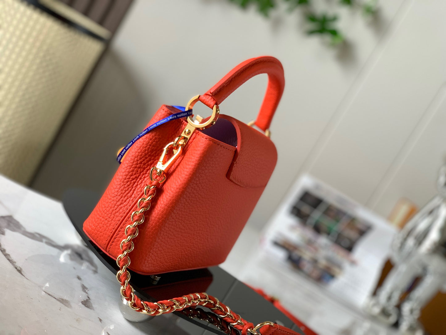 Louis Vuitton Capucines Mini  Bag In Orange Red