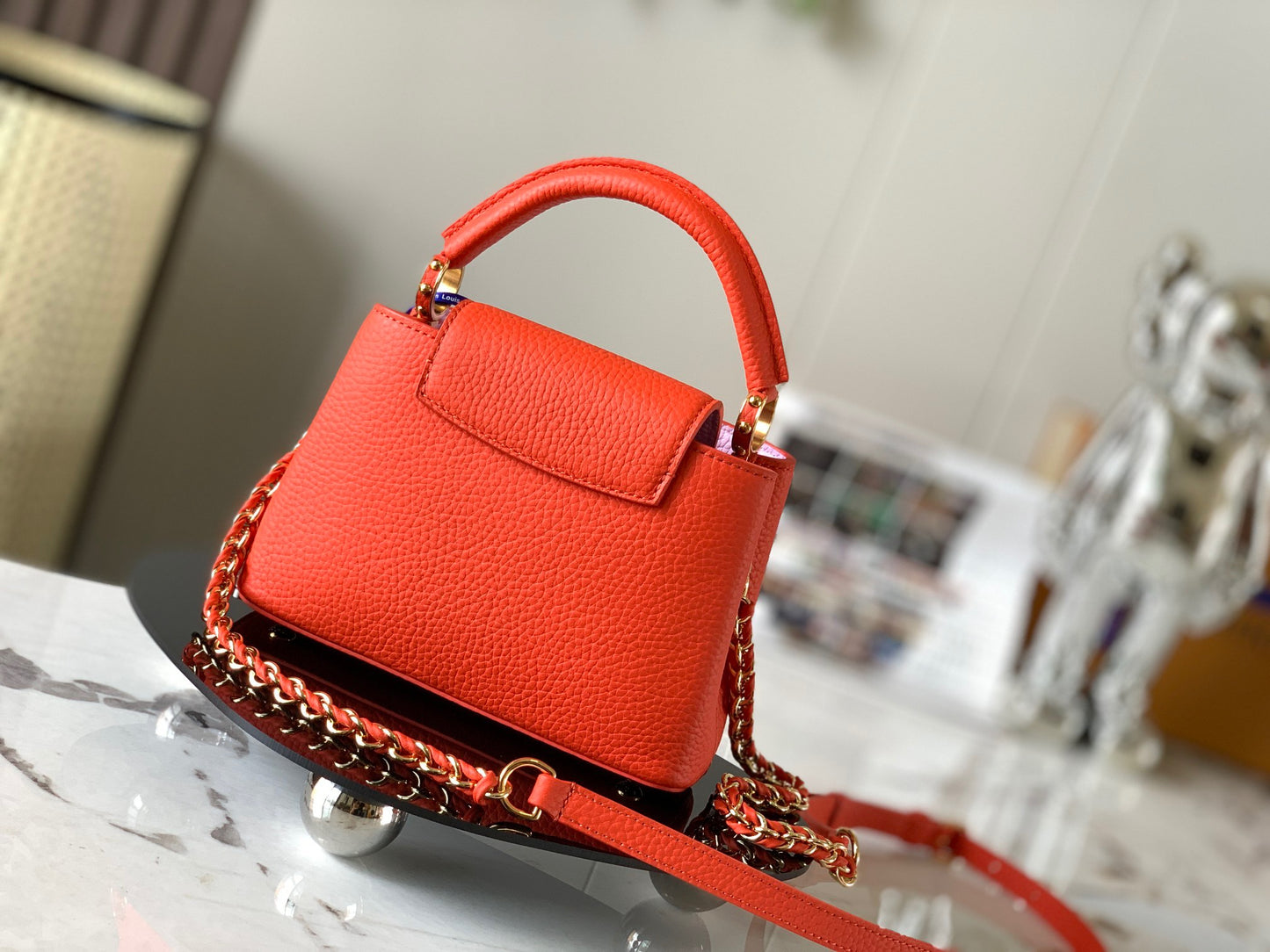 Louis Vuitton Capucines Mini  Bag In Orange Red