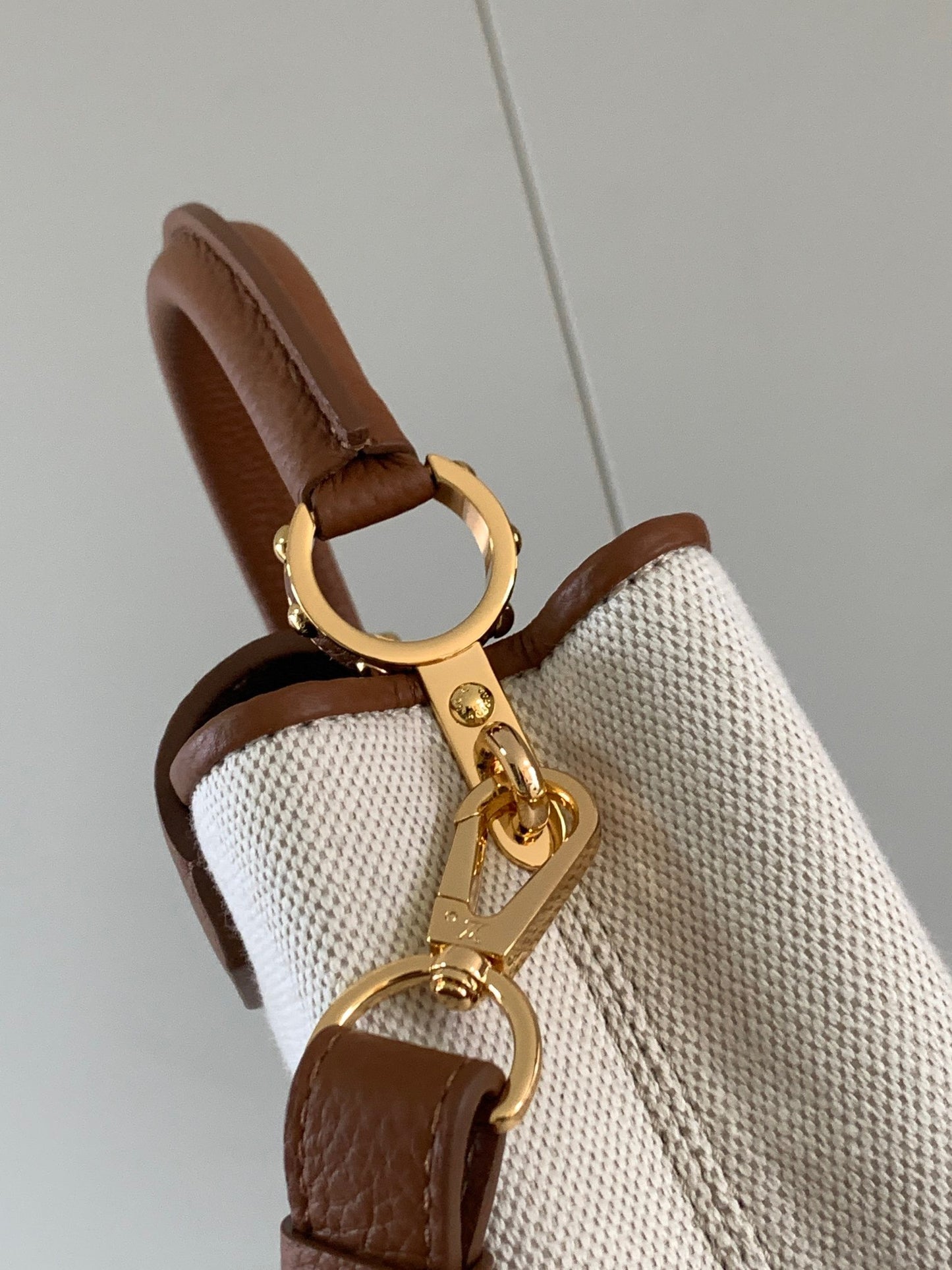 Louis Vuitton Capucines Mini  Bag In Beige With Brown Handle