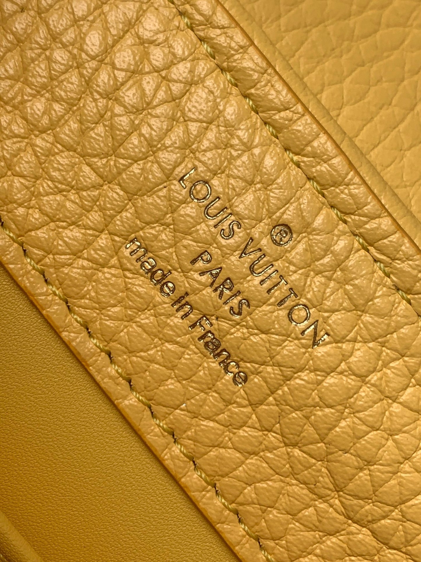 Louis Vuitton Capucines Mini  Bag In Beige With Yellow Handle