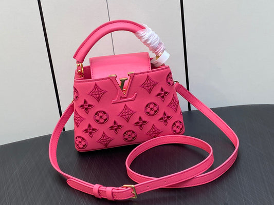 Louis Vuitton Capucines Mini  Bag In Pink Embroidery