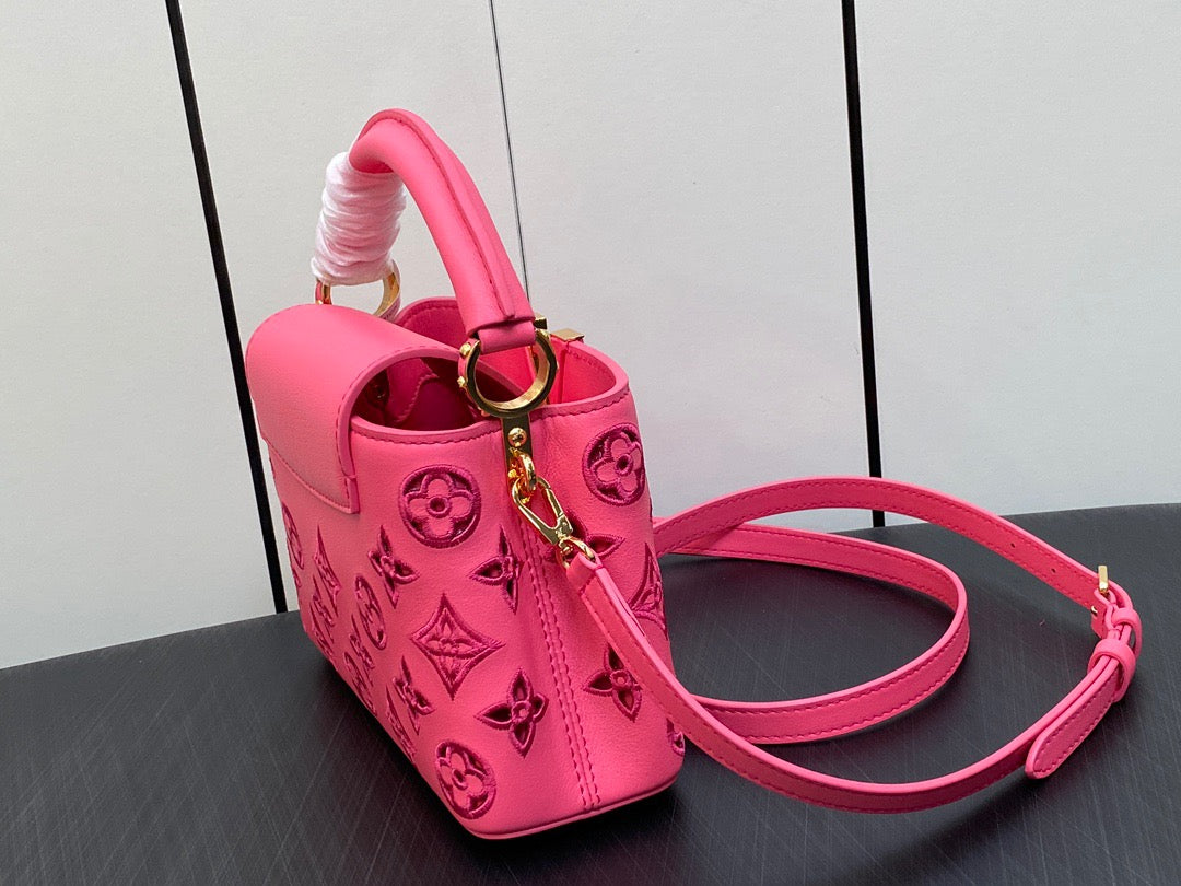 Louis Vuitton Capucines Mini  Bag In Pink Embroidery