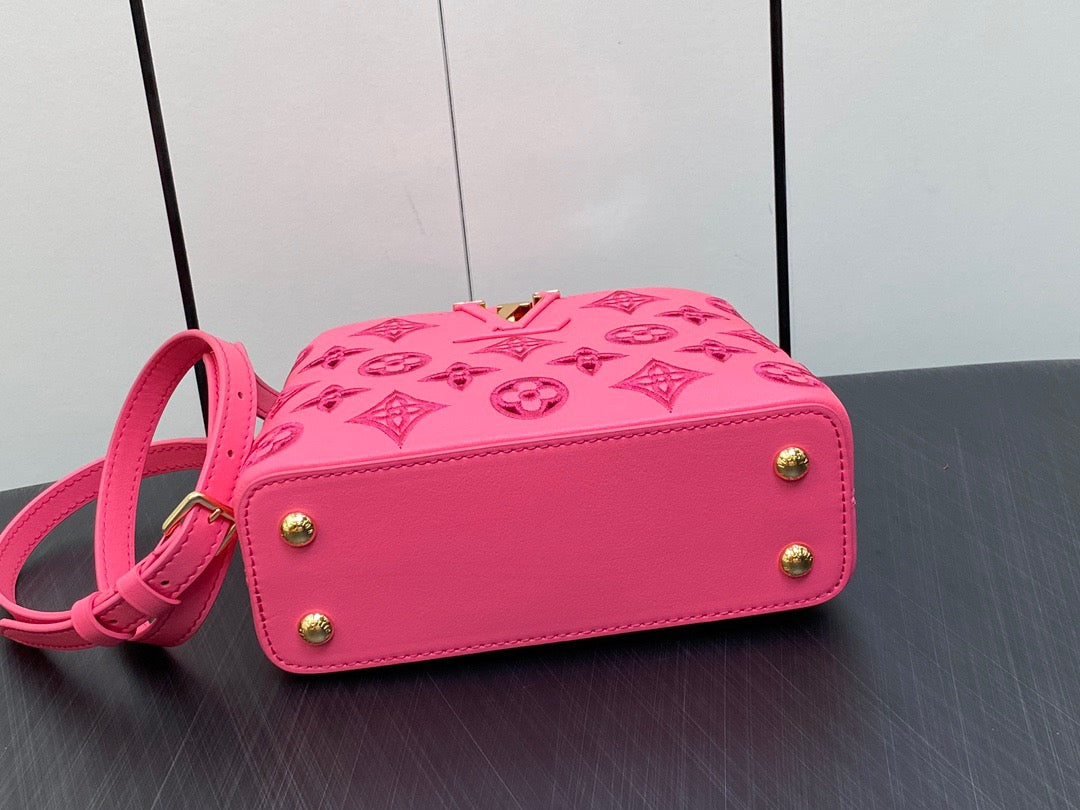 Louis Vuitton Capucines Mini  Bag In Pink Embroidery