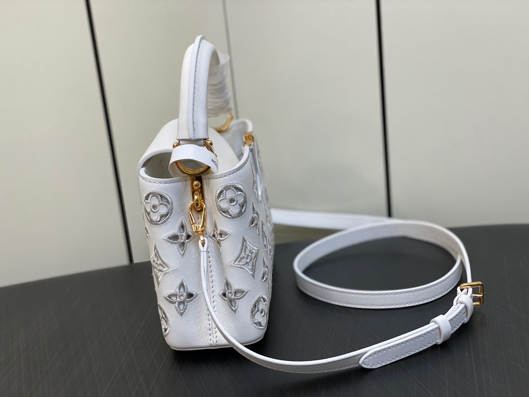 Louis Vuitton Capucines Mini  Bag In White Embroidery