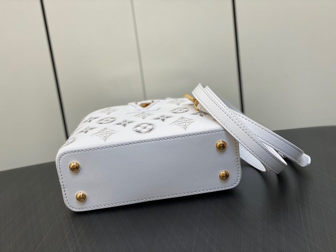 Louis Vuitton Capucines Mini  Bag In White Embroidery