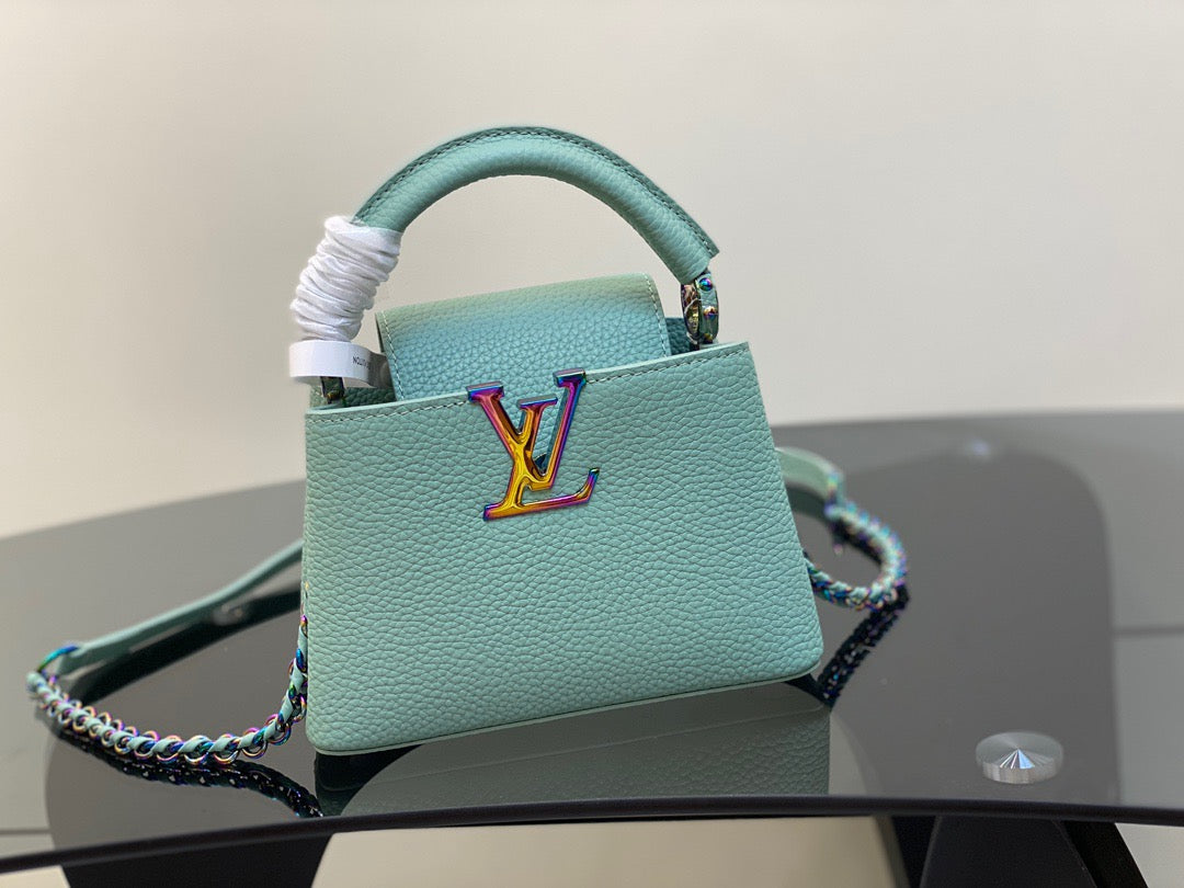 Louis Vuitton Capucines Mini  Bag In  Milk Green