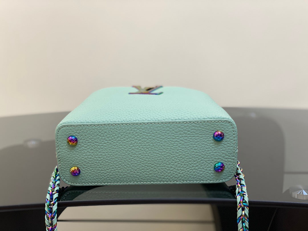 Louis Vuitton Capucines Mini  Bag In  Milk Green