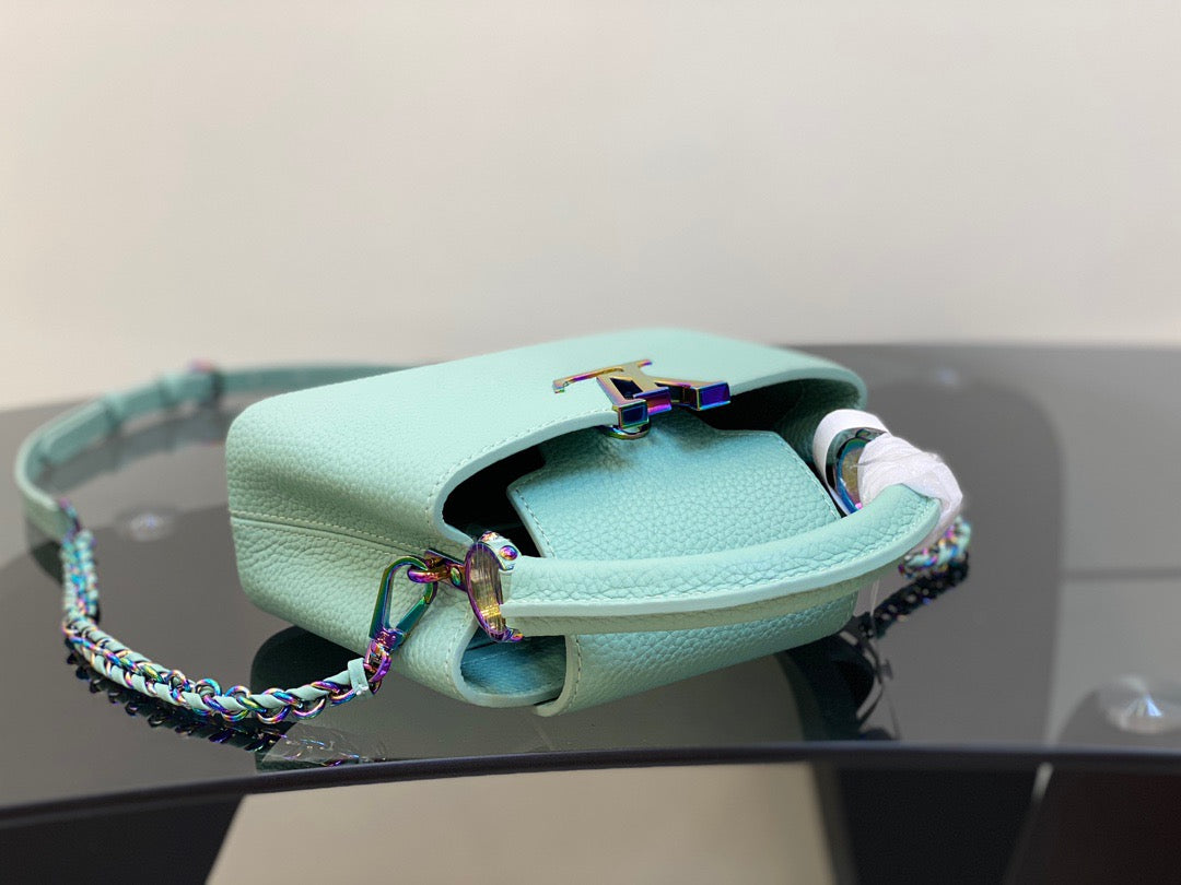 Louis Vuitton Capucines Mini  Bag In  Milk Green