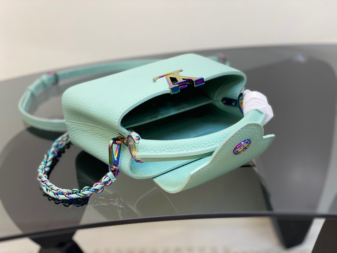 Louis Vuitton Capucines Mini  Bag In  Milk Green