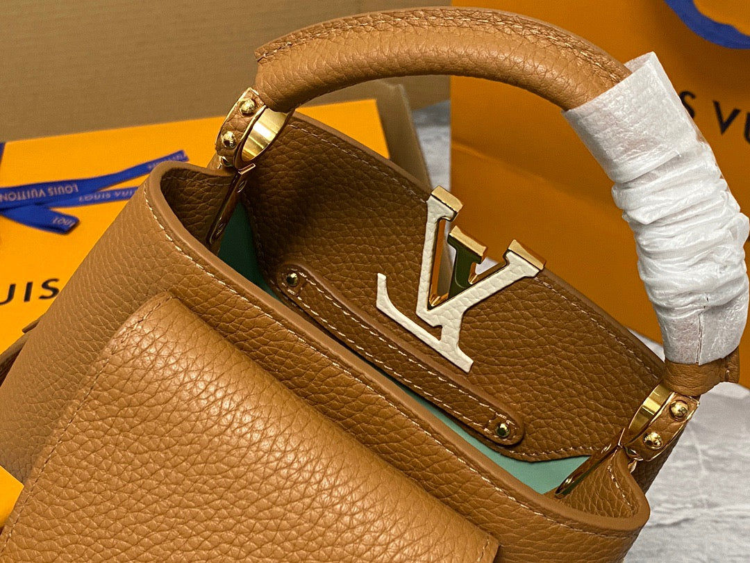 Louis Vuitton Capucines Mini  Bag In Gold Brown