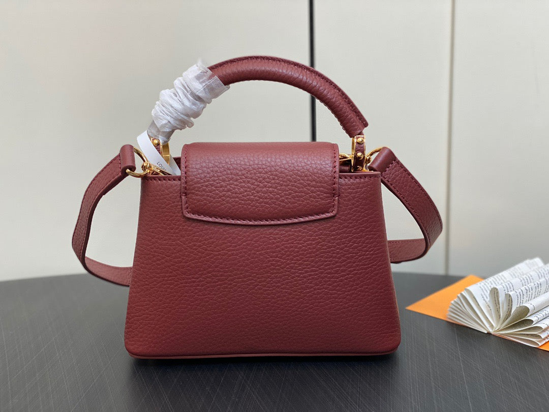 Louis Vuitton Capucines Mini  Bag In Burgundy