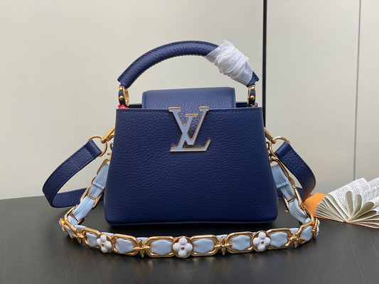 Louis Vuitton Capucines Mini  Bag In Dark Blue