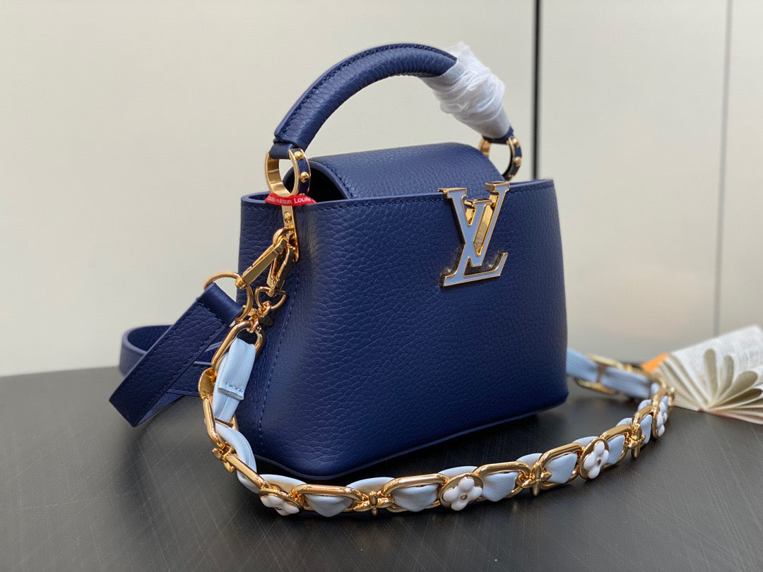 Louis Vuitton Capucines Mini  Bag In Dark Blue